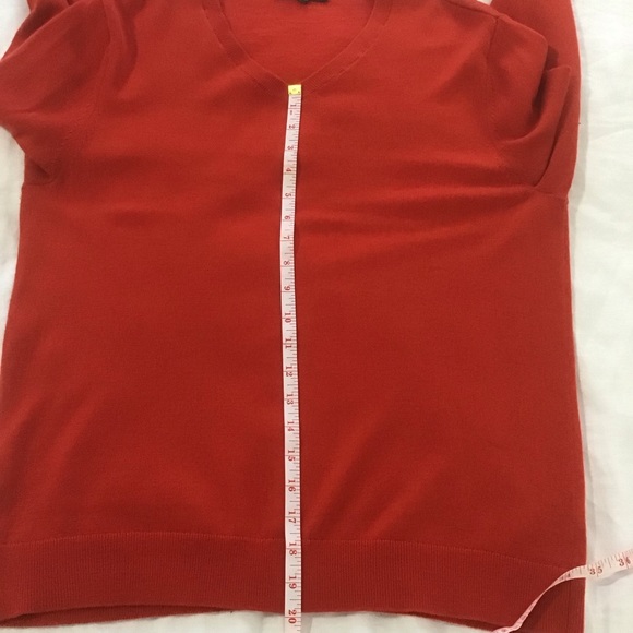 Banana Republic Factory Orangey Red Merino Wool V Neck Sweater, Size L - Picture 13 of 13